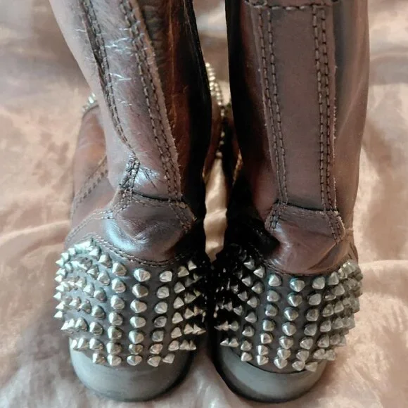 Steve Madden Tarnney Brown Leather Studded Combat Boot - Picture 6 of 6